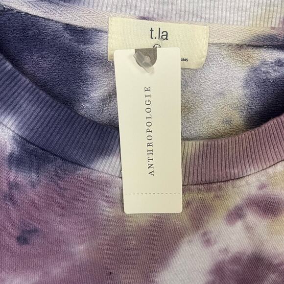 Anthropologie T.la Tie Dye Flutter Sleeve Top In Purple Motif Size‎ XS NWT - Picture 7 of 8